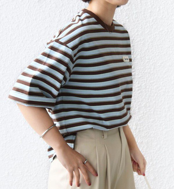 SHIPS for women「【WEB限定】マルチ ボーダー 5分袖 TEE」|Tシャツ・カットソー|