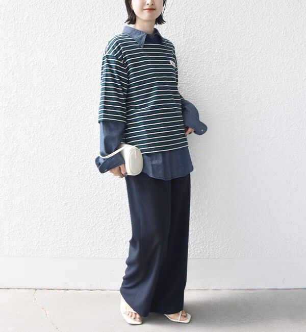 SHIPS for women「【WEB限定】マルチ ボーダー 5分袖 TEE」|Tシャツ・カットソー|