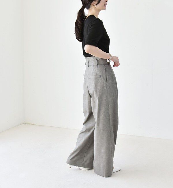 quaranciel「quaranciel:〈手洗い可能〉ラメ チュール リブ コンパクト TEE」|Tシャツ・カットソー|