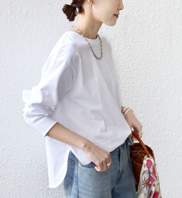 SHIPS for women「〈手洗い可能〉ロング リブ ラウンド ヘム プルオーバー」|Tシャツ・カットソー|