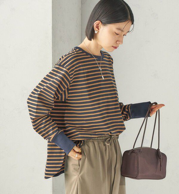 SHIPS for women「〈手洗い可能〉ロング リブ ラウンド ヘム プルオーバー」|Tシャツ・カットソー|ネイビー
