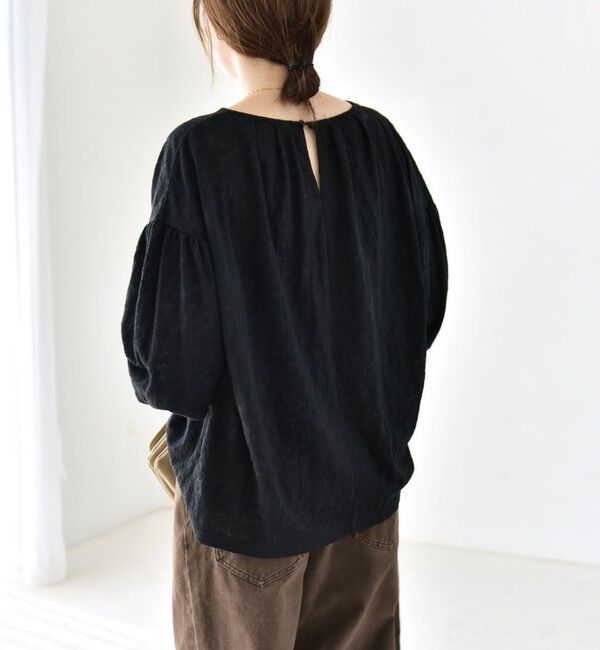 quaranciel「quaranciel:〈洗濯機可能〉シアー フラワー ジャカード ボリューム プルオーバー」|Tシャツ・カットソー|