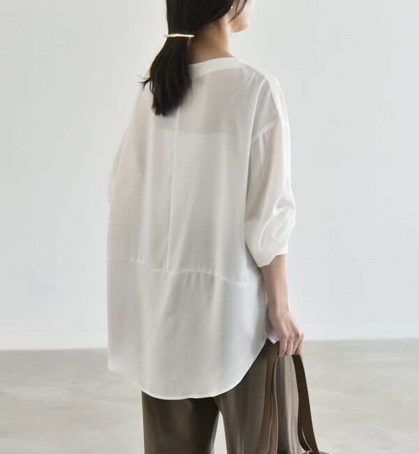 quaranciel「quaranciel:〈手洗い可能〉ジョーゼット リブ オーバーサイズ ブラウス」|シャツ・ブラウス|