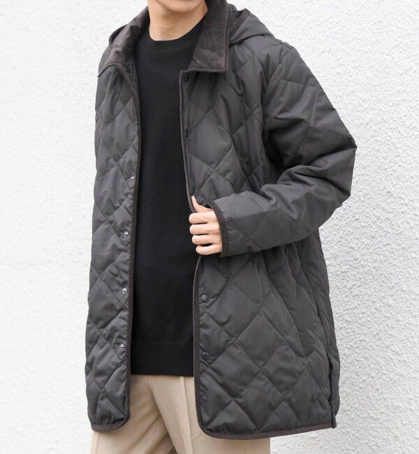 SHIPS any「【SHIPS any別注】TAION:〈手洗い可能〉ダイヤキルト ダウン フード ハーフコート 26AW◇」|ダウン|チャコールグレー