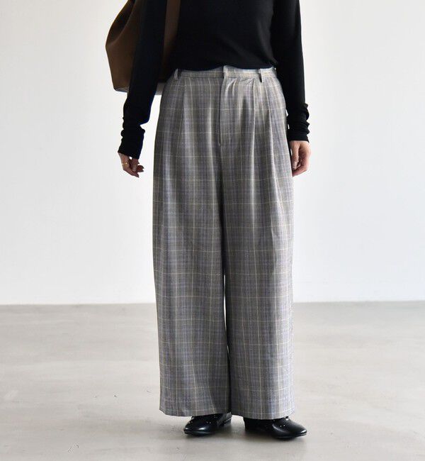quaranciel「〈洗濯機可能〉裏起毛 2タック ルーズ ワイド パンツ」|その他|グレー