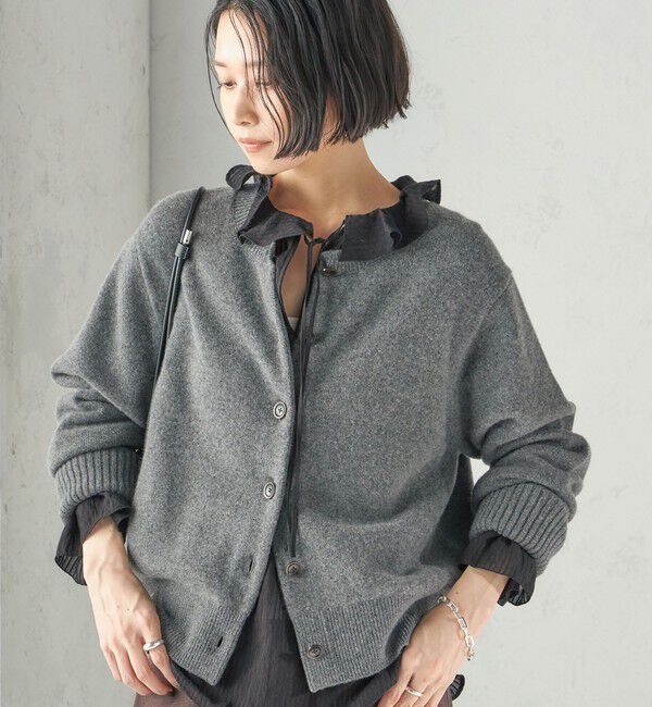 SHIPS for women「《予約》Super 180's 7ゲージ 袖 リブ ニット カーディガン」|カーディガン|グレー