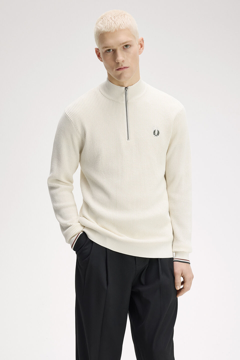 FRED PERRY 「FRED PERRY／Waffle Stitch Half Zip Jumper／ワッフルステッチハーフジップニット」|ニット・セーター|