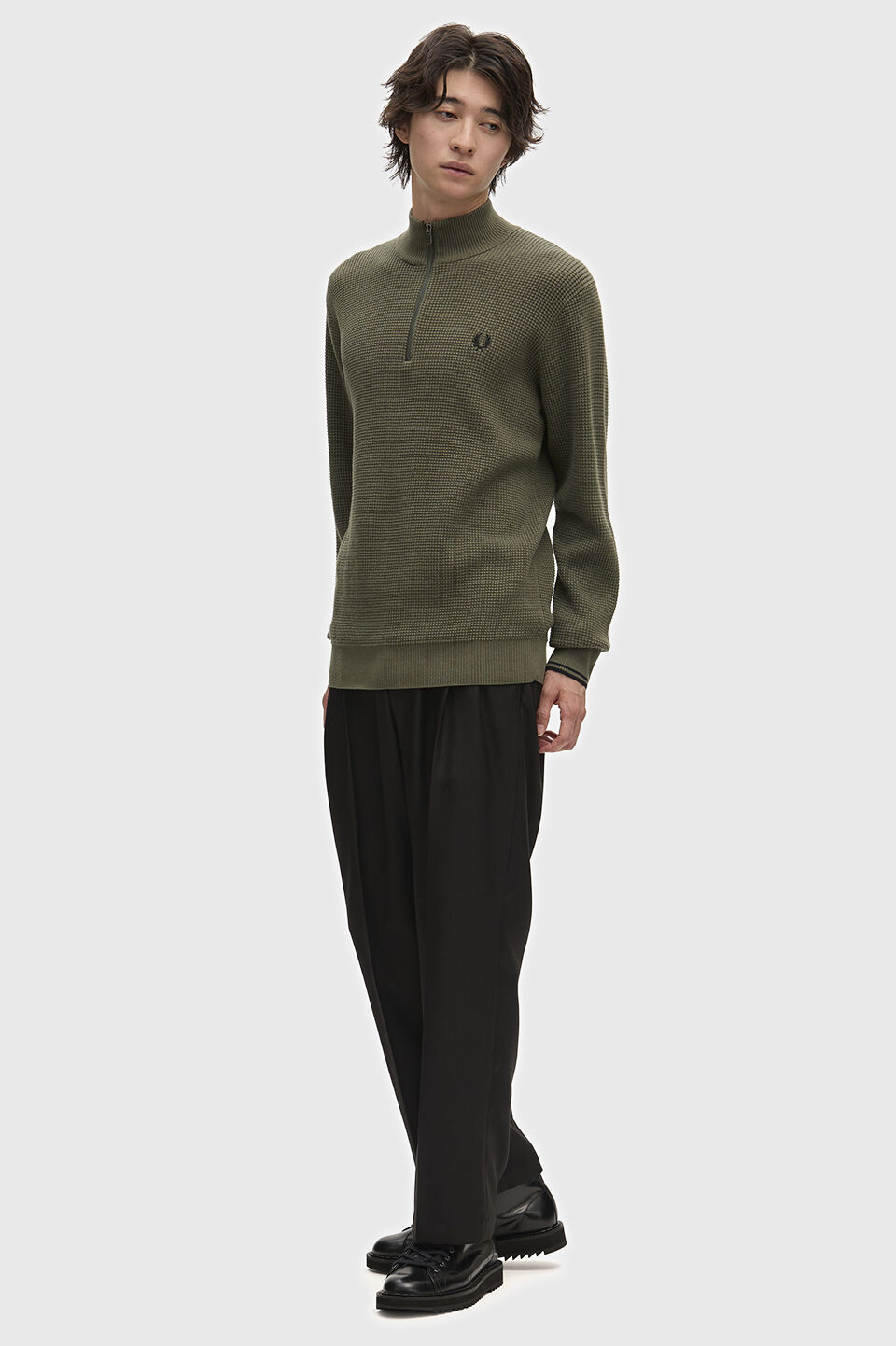FRED PERRY 「FRED PERRY／Waffle Stitch Half Zip Jumper／ワッフルステッチハーフジップニット」|ニット・セーター|
