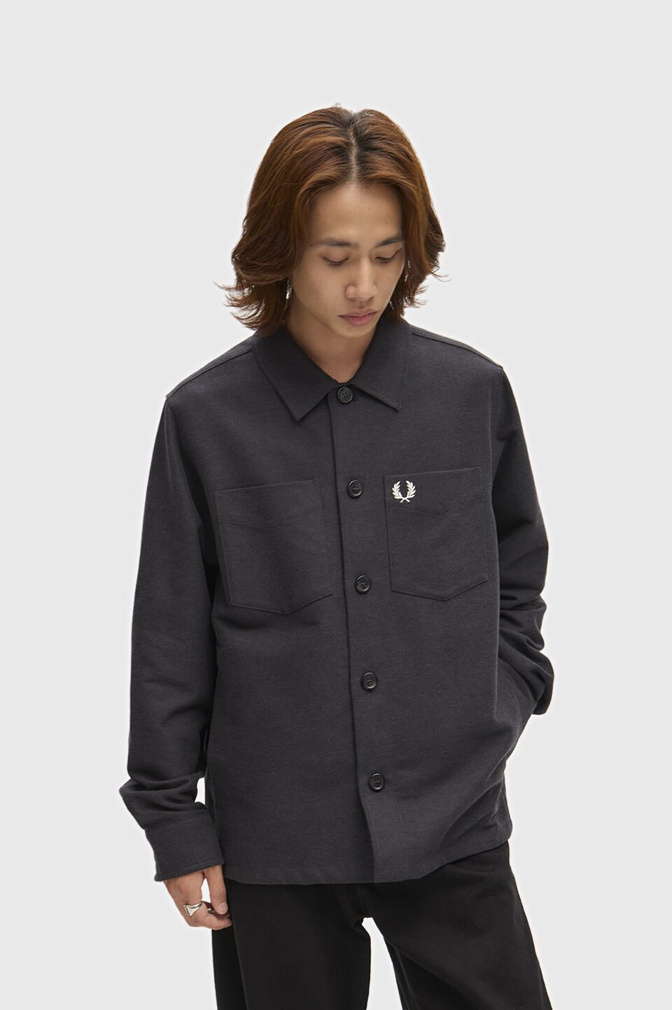 FRED PERRY 「FRED PERRY／Brushed Twill Overshirt／コットンツイルオーバーシャツ」|シャツ・ブラウス|CHARCOAL MARL