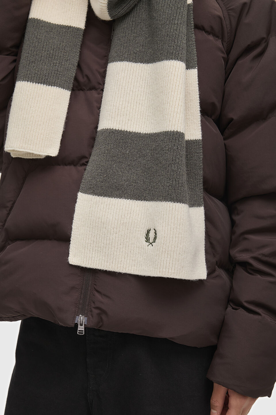 FRED PERRY 「FRED PERRY／Bold Stripe Ribbed Scarf／ストライプ リブ編みマフラー」|マフラー|
