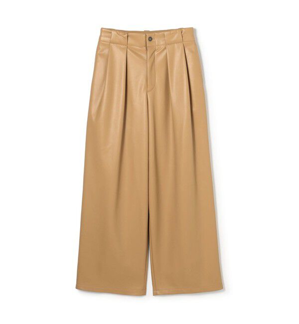 MACPHEE「レザーライク タックテーパードパンツ」|その他|25 ベージュ
