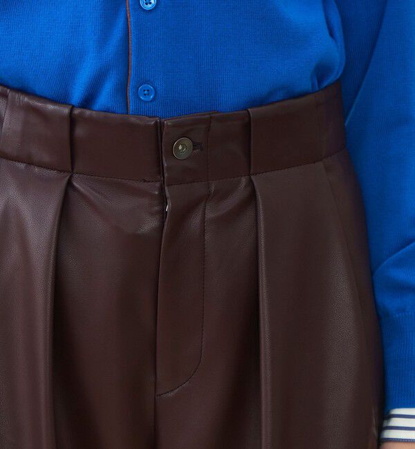 MACPHEE「レザーライク タックテーパードパンツ」|その他|