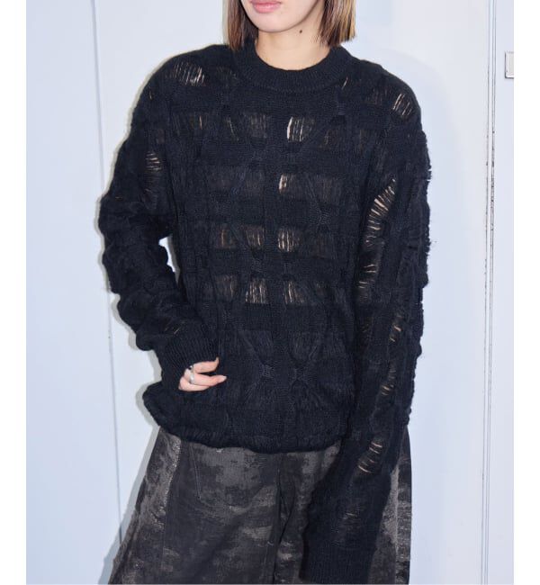 「TAAKK MOHAIR TEXTURED KNIT SWEATER TA26AW-KN044：ニット」|ニット・セーター|ブラック