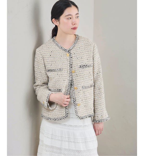 IENA「《IENA 35TH》THE TWEED JACKET with LINTON」|ノーカラージャケット|