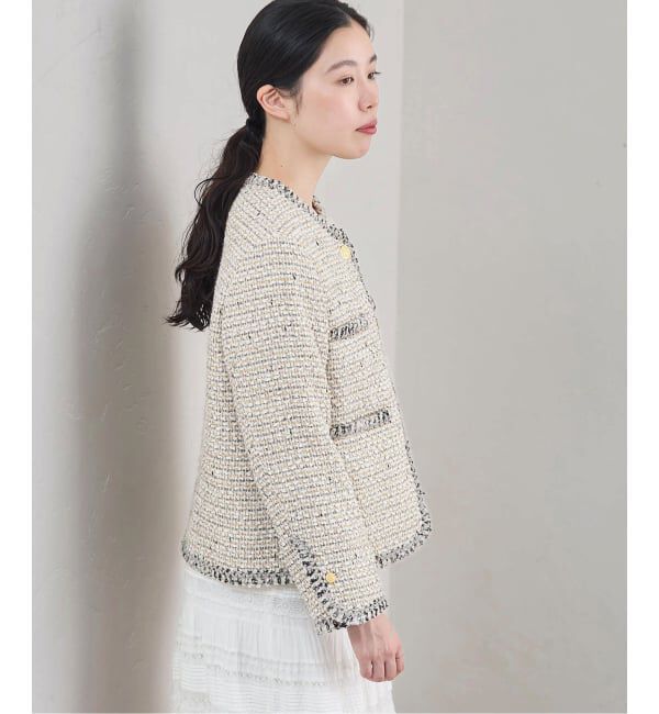 IENA「《IENA 35TH》THE TWEED JACKET with LINTON」|ノーカラージャケット|