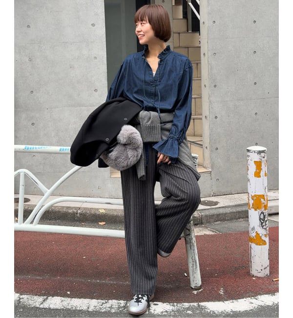JOURNAL STANDARD relume「《追加2》ライトデニムスタンドカラーブラウス」|シャツ・ブラウス|