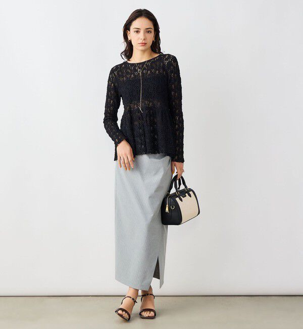 NOLLEY'S sophi「《セットアップ対応》ウォッシャブルストレッチレースペプラムプルオーバー」|シャツ・ブラウス|