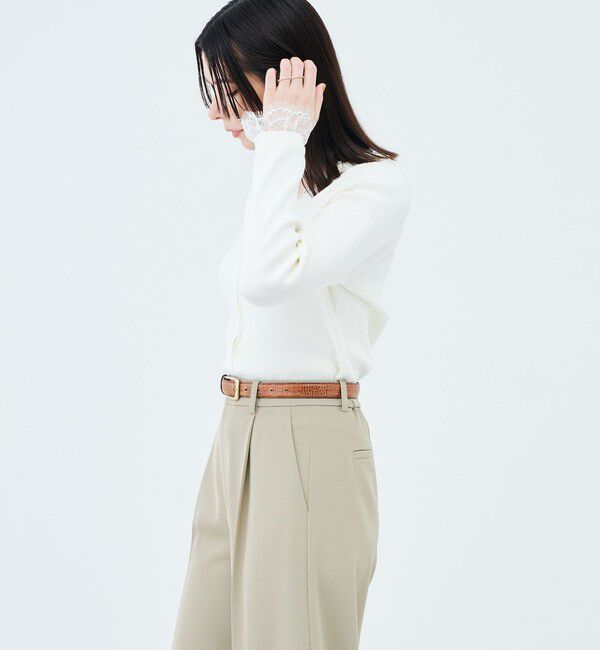 NOLLEY'S sophi「【新色追加】《手洗い可能》レース付きリブVネックカーディガン」|カーディガン|