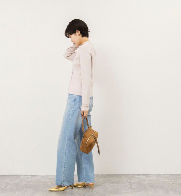 NOLLEY'S sophi「【新色追加】《手洗い可能》レース付きリブVネックカーディガン」|カーディガン|