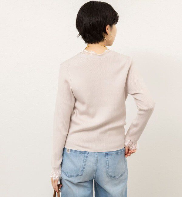 NOLLEY'S sophi「【新色追加】《手洗い可能》レース付きリブVネックカーディガン」|カーディガン|