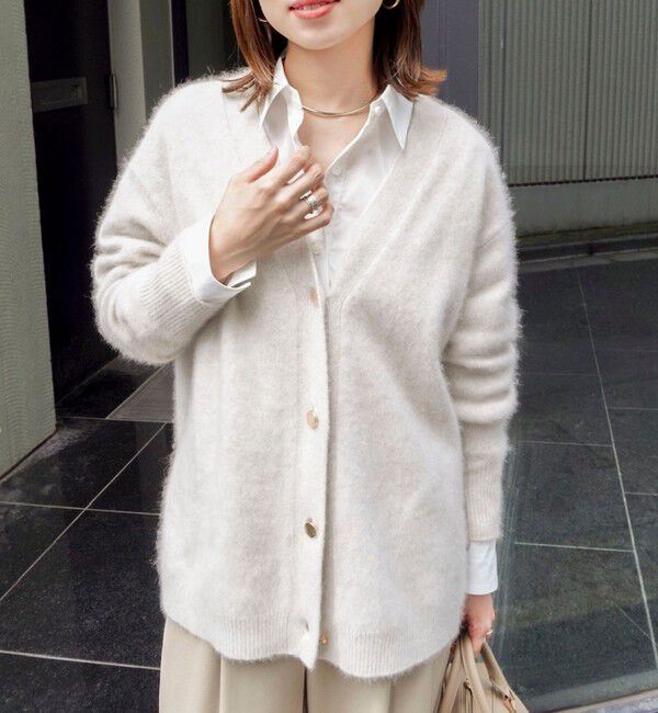 NOLLEY'S「【新色追加】《手洗い可能》ヘアリー長めVネックカーディガン」|カーディガン|
