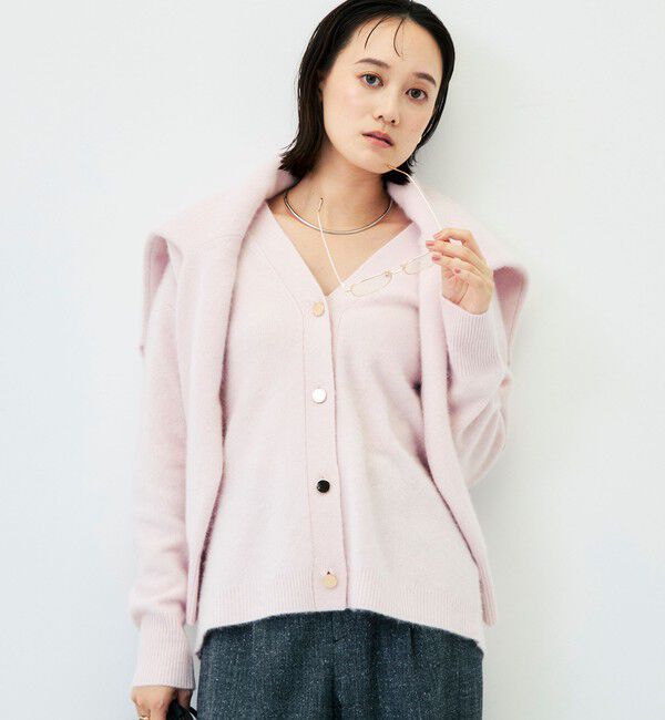 NOLLEY'S「【新色追加】《手洗い可能》ヘアリー長めVネックカーディガン」|カーディガン|