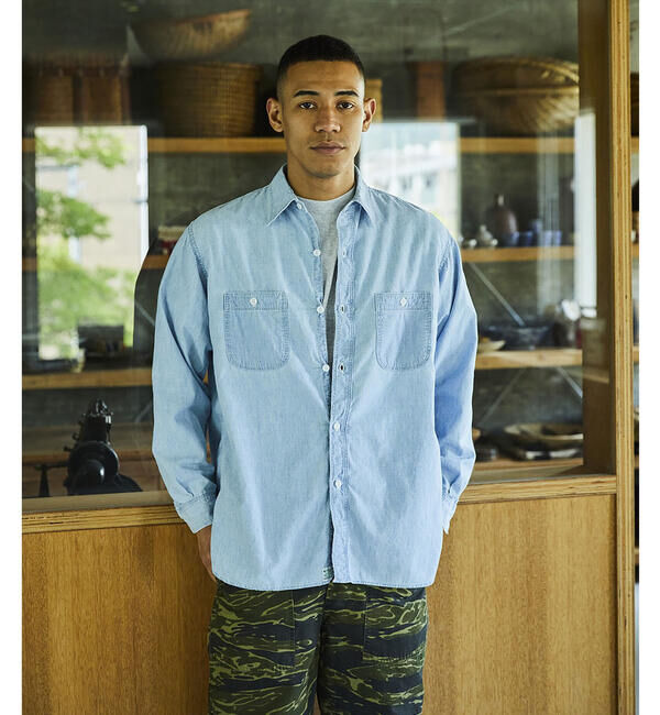  「orSlow | シャンブレー ワークシャツ MEN」|シャツ・ブラウス|