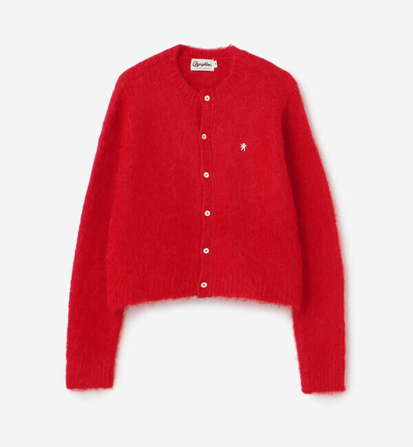 GYMPHLEX「Gymphlex | シャギーニット ショートカーディガン WOMEN」|ニット・セーター|RED