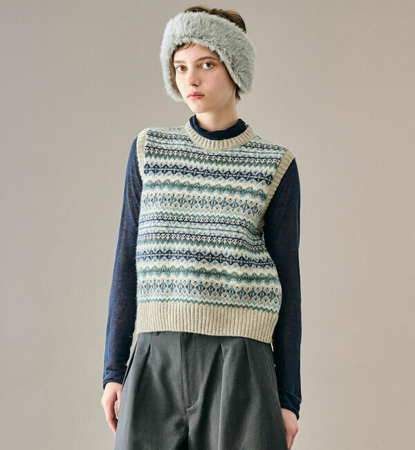Morris & Sons「MORRIS & SONS | フェアアイル クルーネックベスト WOMEN」|ベスト・ジレ|