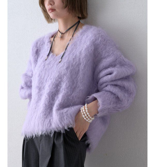 THE PAUSE「〈WEB限定〉【THE PAUSE】シャギーVネックプルオーバー」|ニット・セーター|パープル