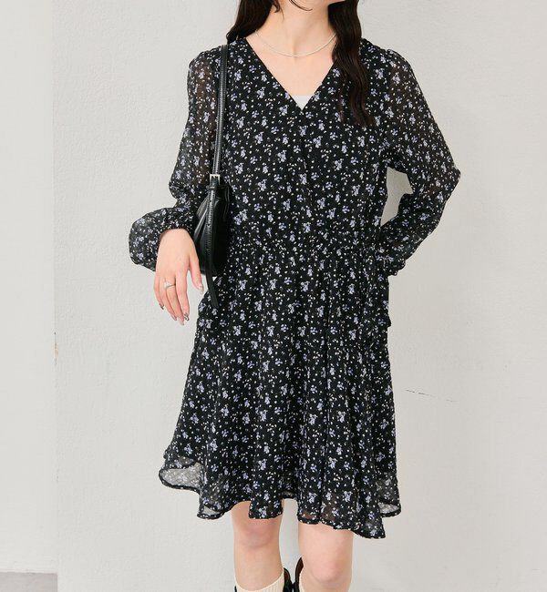  「カシュクールフラワーミニワンピース」|ワンピース|