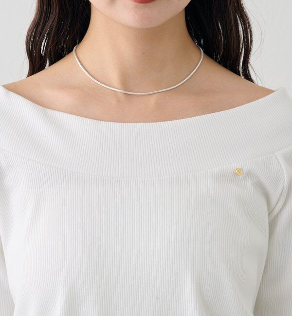  「プレート付きワイドネックT」|Tシャツ・カットソー|