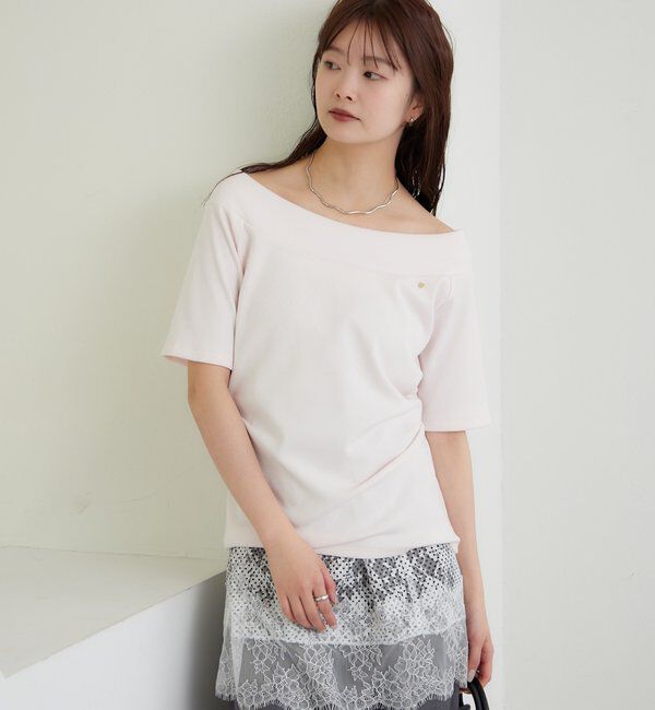  「プレート付きワイドネックT」|Tシャツ・カットソー|