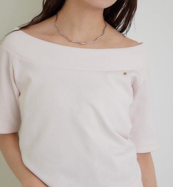 「プレート付きワイドネックT」|Tシャツ・カットソー|