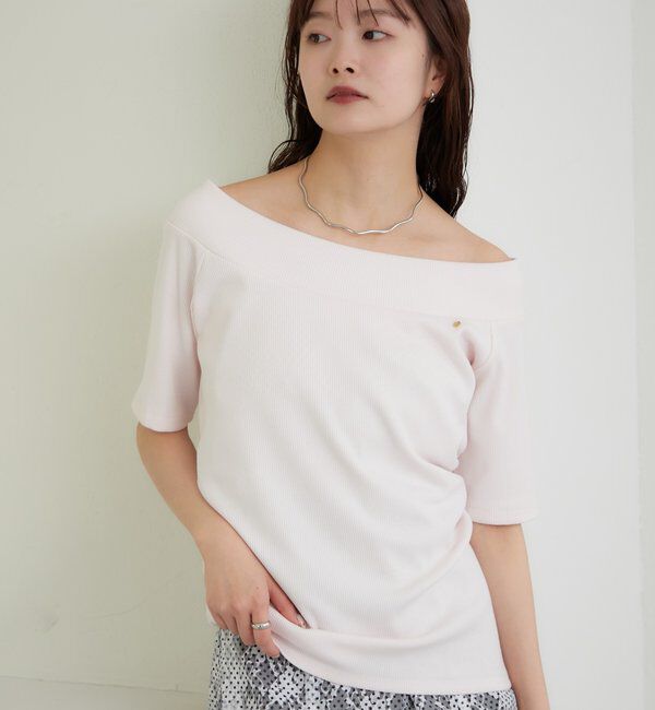  「プレート付きワイドネックT」|Tシャツ・カットソー|