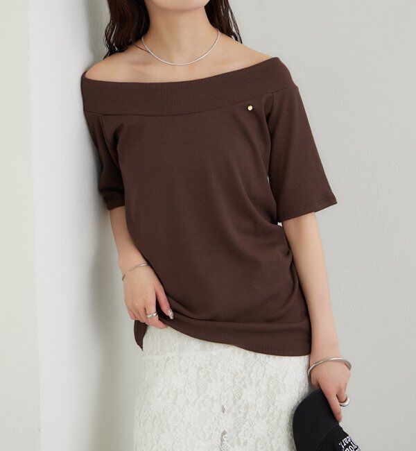  「プレート付きワイドネックT」|Tシャツ・カットソー|