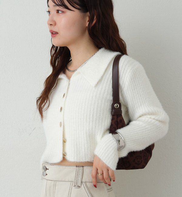  「【WEB限定】ふわふわ金ボタンカーディガン」|カーディガン|