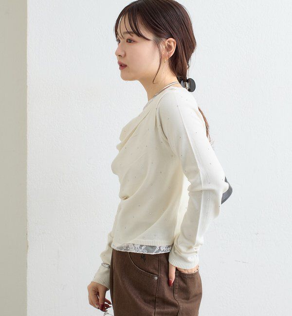  「【WEB限定】26AWレースドッキングオフショルリブニット」|パーカー|
