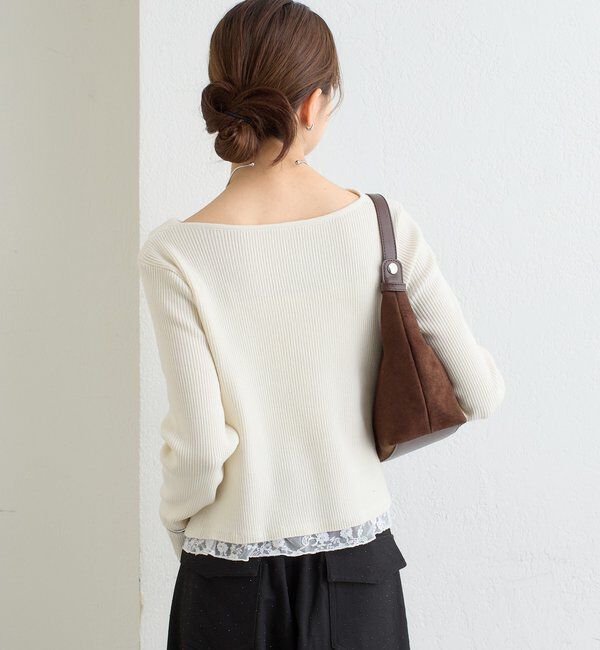  「【WEB限定】26AWレースドッキングオフショルリブニット」|パーカー|