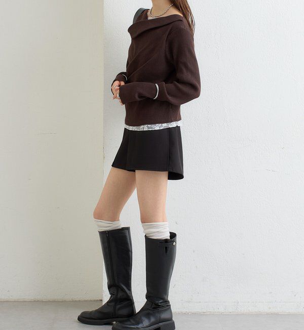  「【WEB限定】26AWレースドッキングオフショルリブニット」|パーカー|