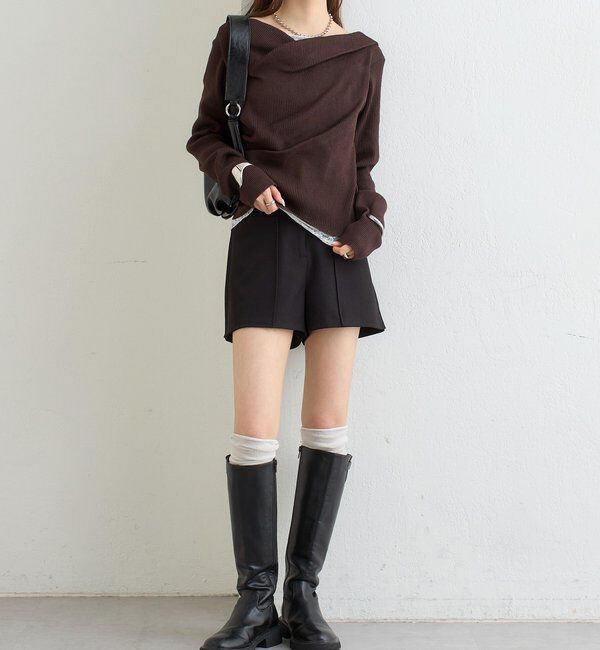  「【WEB限定】26AWレースドッキングオフショルリブニット」|パーカー|