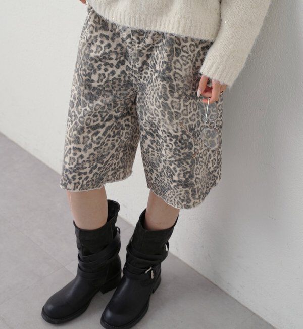  「バックルベルトハーフデニムパンツ」|デニム|