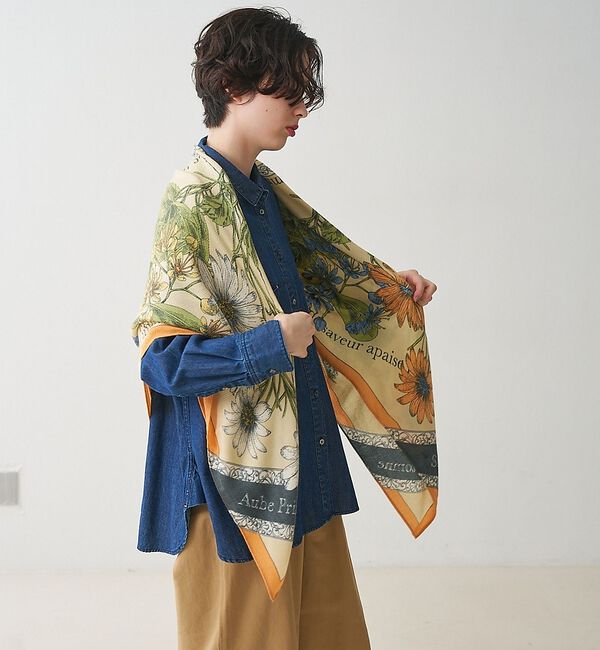 collex「【manipuri/マニプリ】フローラルティー ウールシルクストール 花柄 大判」|マフラー|