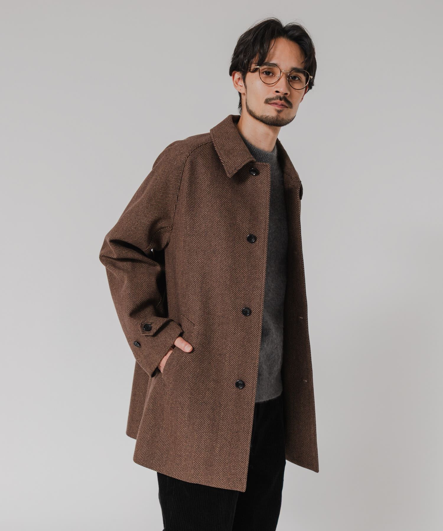 URBAN RESEARCH「WINDPROOF TWEED HALF COAT」|ノーカラーコート|