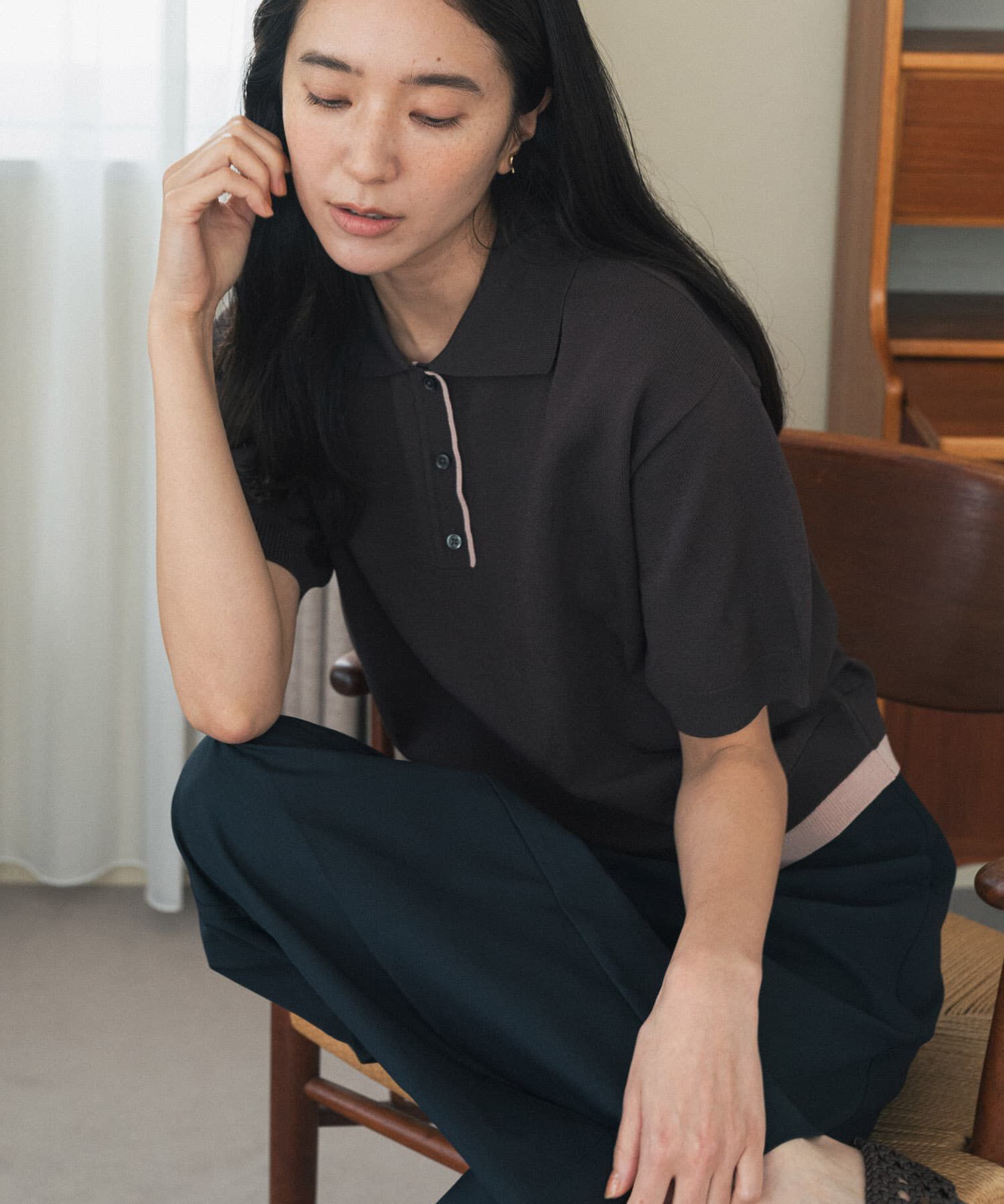 URBAN RESEARCH DOORS「『一部WEB限定カラー』配色ニットポロシャツ」|ポロシャツ|