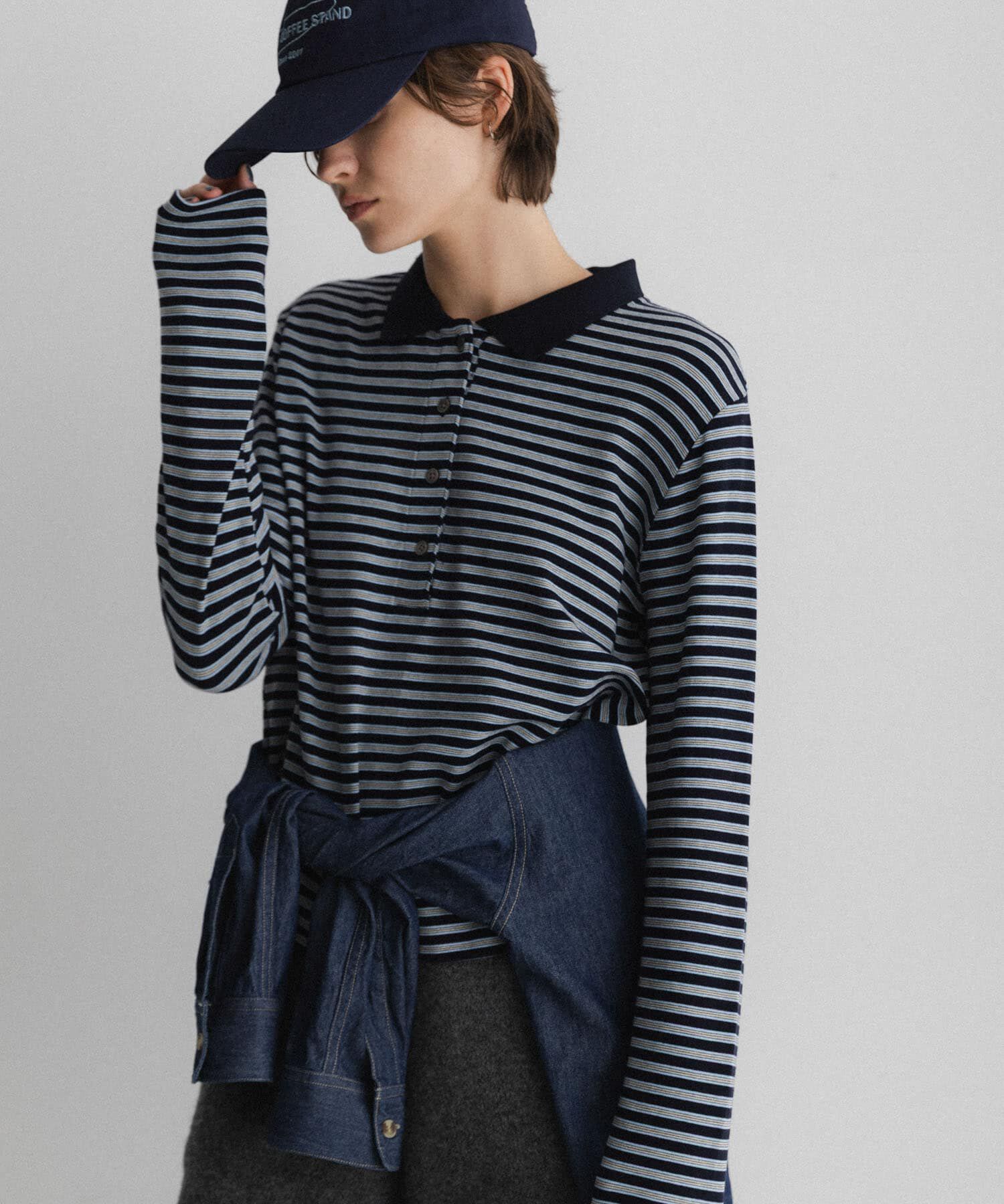 Sonny Label 「マルチボーダースムースポロシャツ」|ポロシャツ|ネイビー