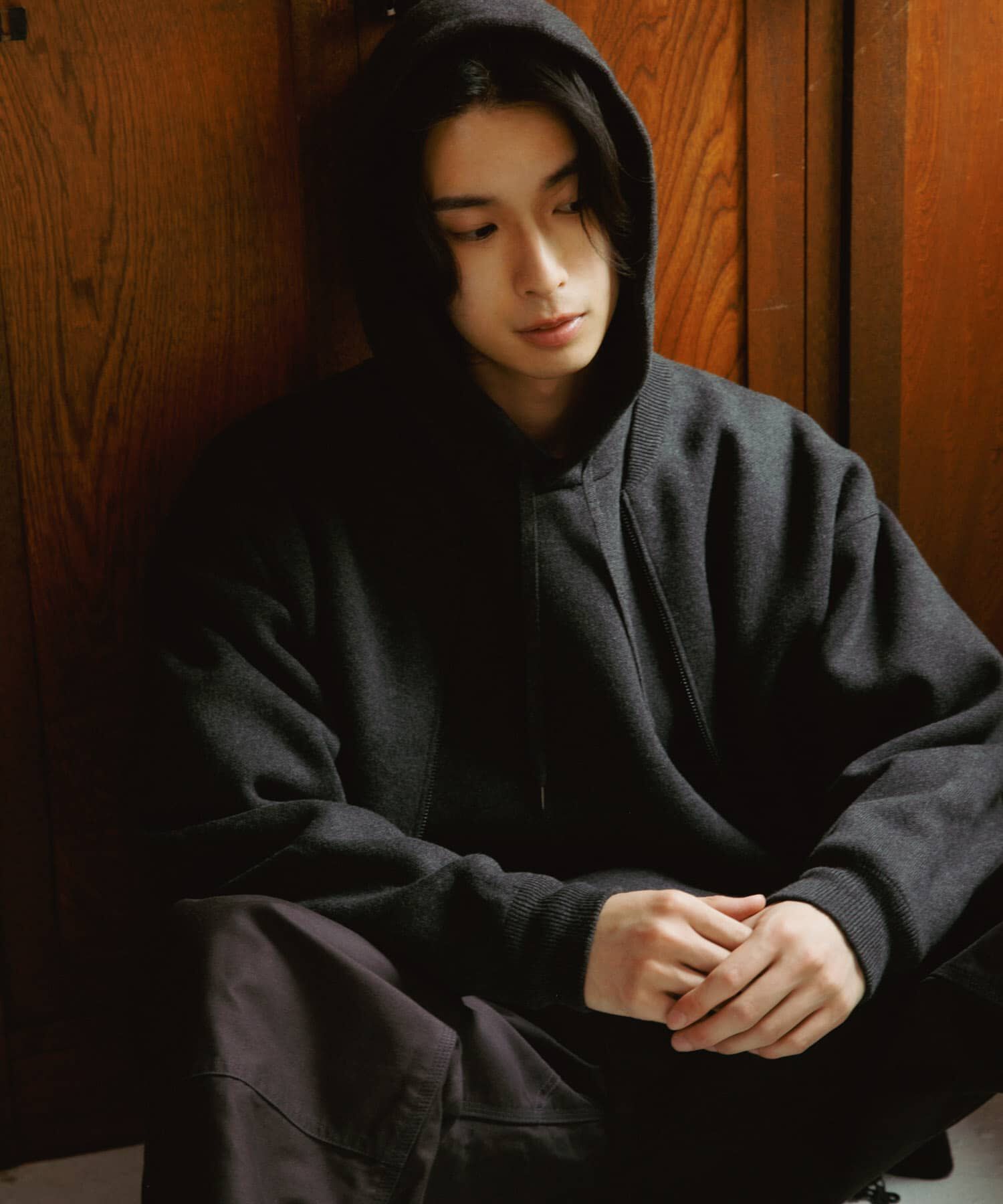 URBAN RESEARCH DOORS「CottonCashmere ZipBlouson」|ブルゾン・スタジャン|チャコールグレー