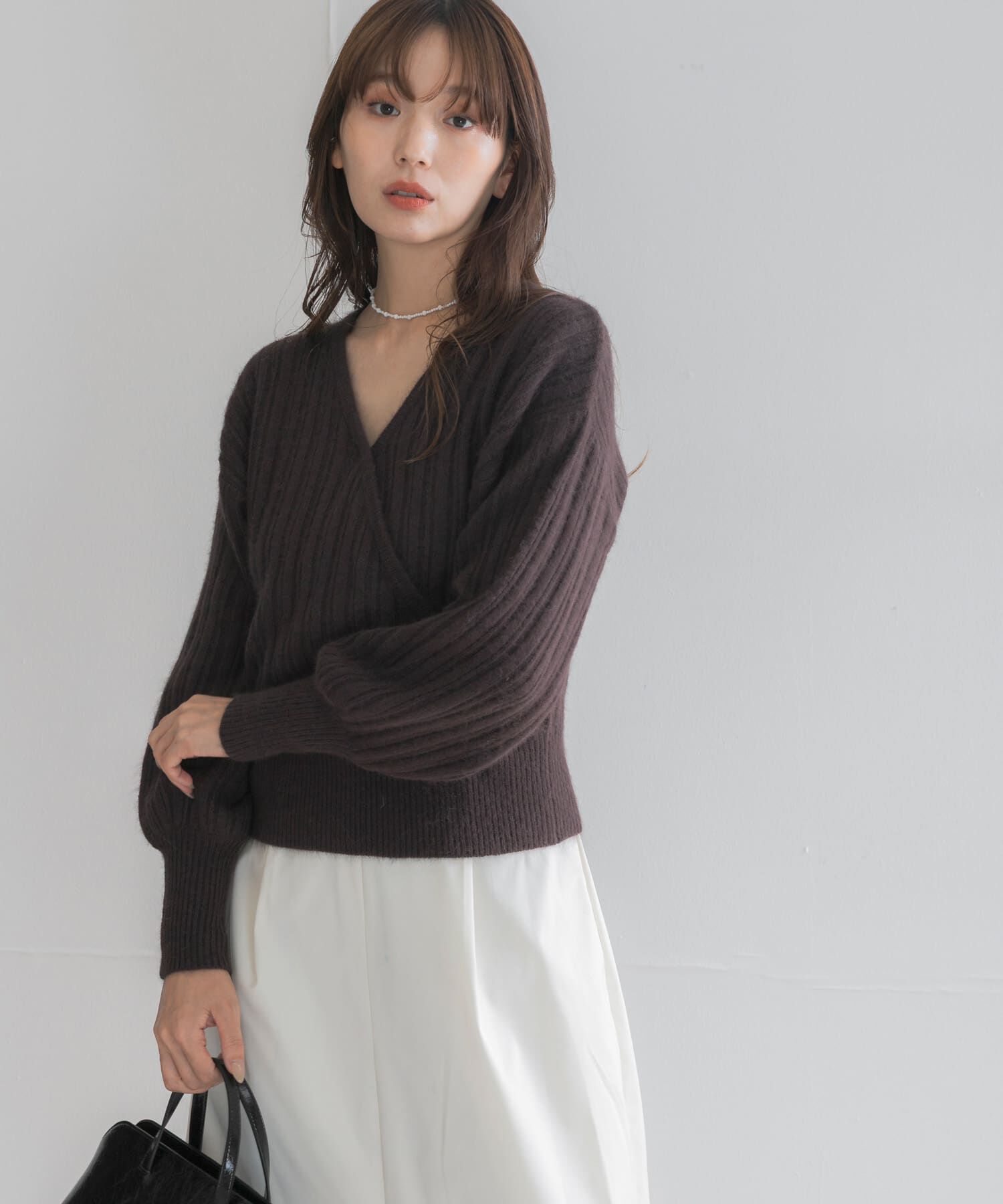 URBAN RESEARCH ROSSO「『一部WEB限定カラー』ランダムリブカシュクールニット」|ニット・セーター|