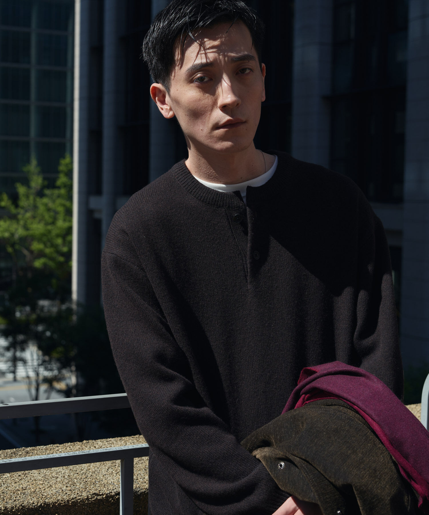 URBAN RESEARCH DOORS「ハミルトンウールヘンリーネックニット」|ニット・セーター|ブラウン