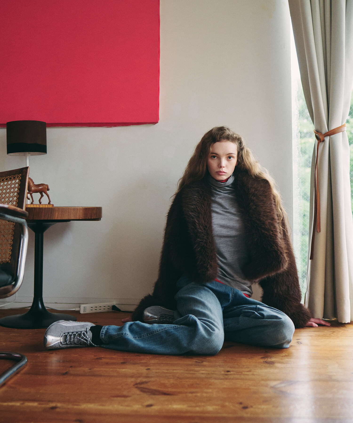 URBAN RESEARCH「Teya　Cocoon Faux Fur Jacket」|ノーカラーコート|